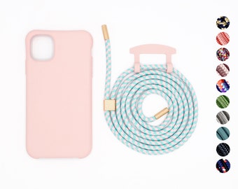 2in1 mobile phone case and mobile phone chain PUDER PINK with removable cord clip for iPhone and Samsung