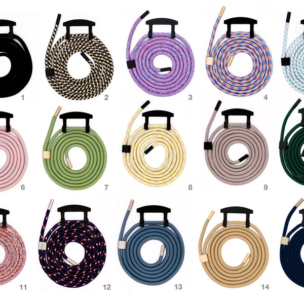 Cord clip for 2in1 mobile phone case / mobile phone chain in 15 colors interchangeable rope