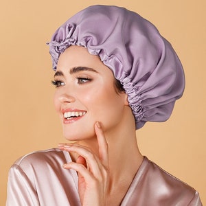 Silk Sleep Bonnet – 100% Natural Silk Hair Cap, Frizz Prevention & Hair Protection for Curly and Long Hair