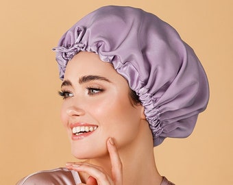 Silk Sleep Bonnet – 100% Natural Silk Hair Cap, Frizz Prevention & Hair Protection for Curly and Long Hair