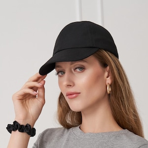 Baseballmütze mit Seidenfutter, Baseballkappe mit Seidenfutter, Sommermütze mit Satinfutter, Sommerkappe, Leinenkappe, schwarze Kappe, Leinenkappe mit Seidenfutter, schwarz