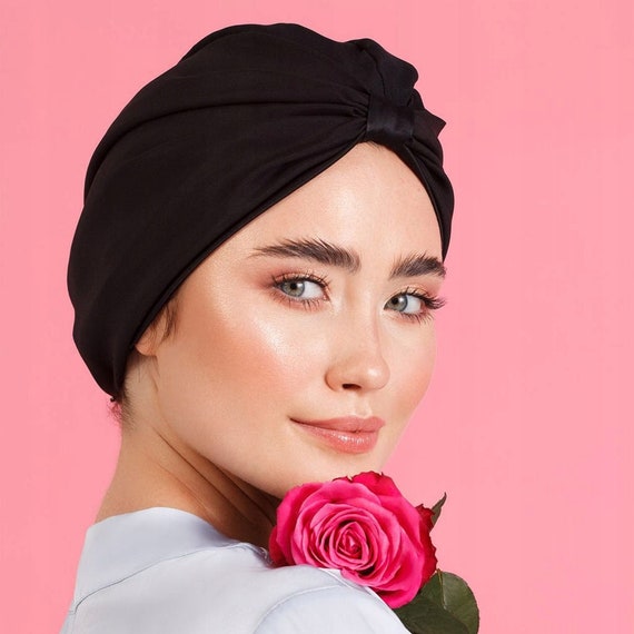 Schlaf Turban seide - die natürliche Haarpflege im Schlaf, Seidenturban, Türban Seiden, Schlafmütze Kopftuch,  Schlafturban, schwarz