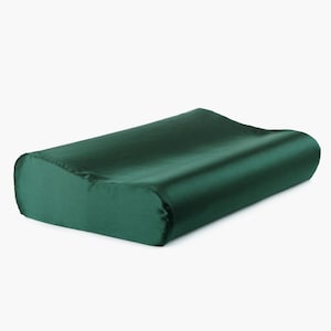Seide Kissenbezug mit Reißverschluss für Memory Foam Kopfkissen, Cervical Kissenbezug, Orthopädisches Nackenstützkissen, grun