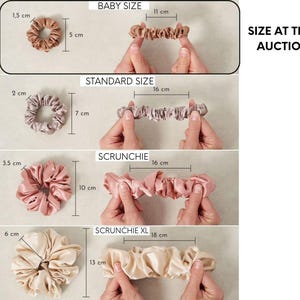 Small Silk Scrunchie, Baby scrunchie, Thin Women’s Hair Tie, baby hair tie, 5 cm Wide, Small Hair Bands for Braids, 画像 5