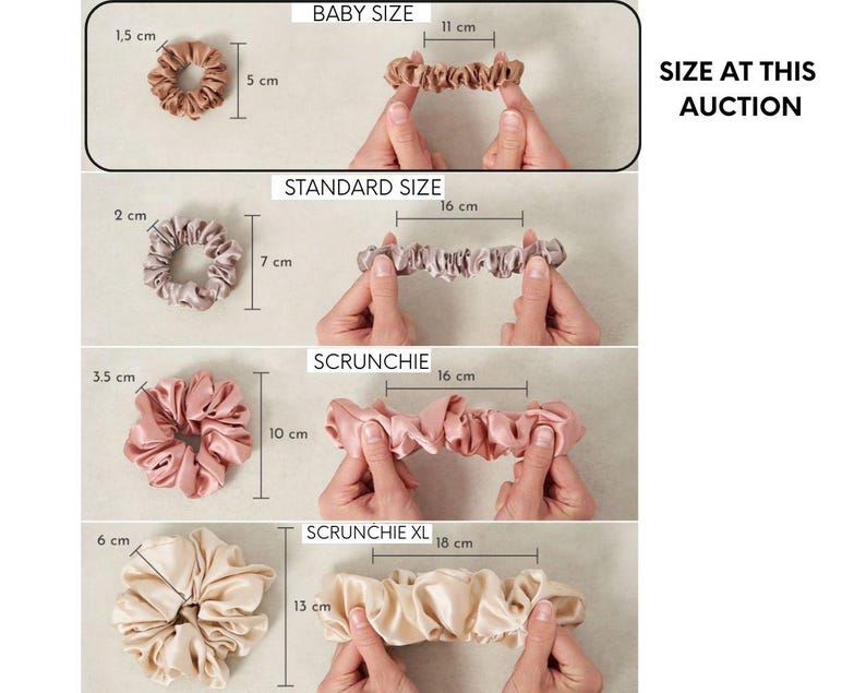 Small Silk Scrunchie, Baby scrunchie, Thin Women’s Hair Tie, baby hair tie, 5 cm Wide, Small Hair Bands for Braids, 画像 5
