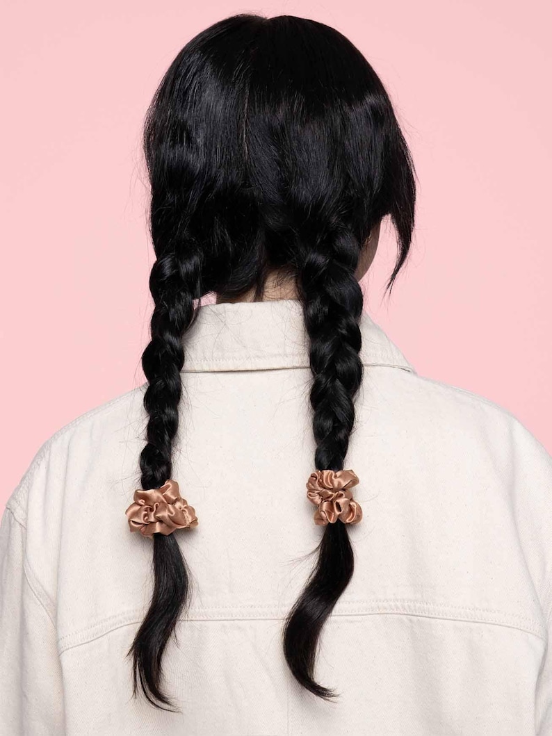 Small Silk Scrunchie, Baby scrunchie, Thin Women’s Hair Tie, baby hair tie, 5 cm Wide, Small Hair Bands for Braids, 画像 3