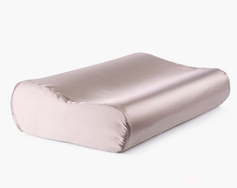 Seide Kissenbezug with Reißverschluss für Memory Foam Kopfkissen, Cervical Kissenbezug, Orthopädisches Nackenstützkissen, 100% seide, rosa