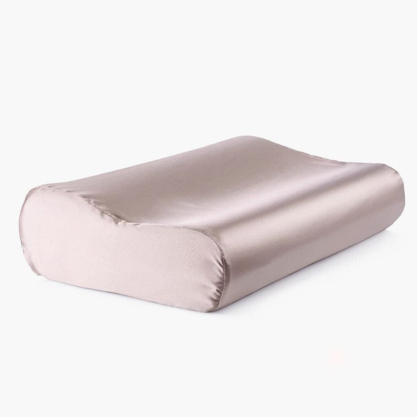 Seide Kissenbezug mit Reißverschluss für Memory Foam Kopfkissen, Cervical Kissenbezug, Orthopädisches Nackenstützkissen, Hypoallergen,