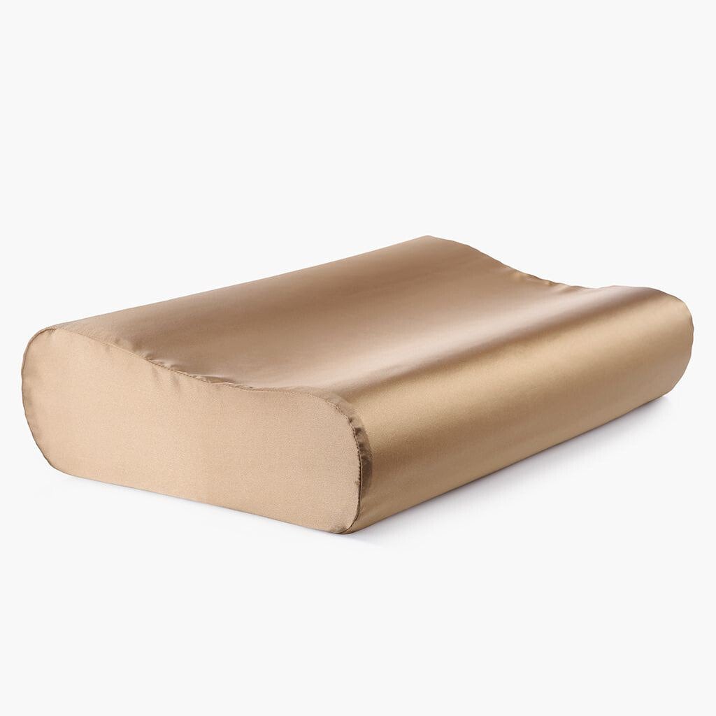 Seide Kissenbezug with Reißverschluss für Memory Foam Kopfkissen, Cervical Kissenbezug, Orthopädisches Nackenstützkissen, 100% seide, gold