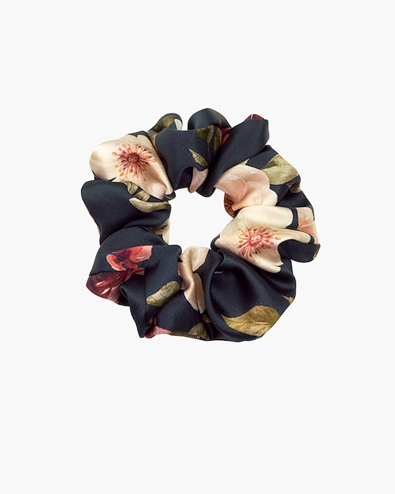 Seidenscrunchie, Damen Haargummi, Scrunchie Gummiband, 10 cm breit, glänzend, handgemacht, Haarschutz, Maulbeerseide, Anti-Spliss, felice blumen