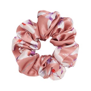 Seidenscrunchie,  Damen Haargummi, Scrunchie Gummiband, 10 cm breit, glänzend, handgemacht, Haarschutz, Maulbeerseidem, magnolia blumen
