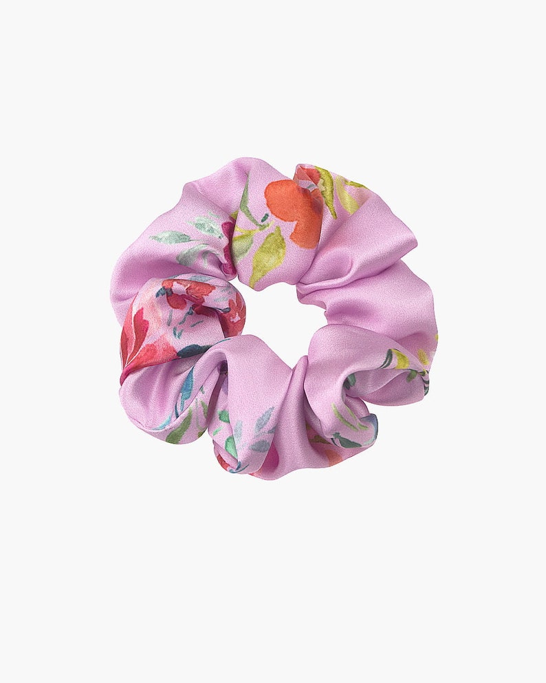 Seidenscrunchie, Damen Haargummi, Scrunchie Gummiband, 10 cm breit, glänzend, handgemacht, Haarschutz, Maulbeerseide, Anti-Spliss, Bild 5