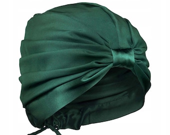 Schlaf Turban seide - die natürliche Haarpflege im Schlaf, Seidenturban, Türban Seiden, Schlafmütze Kopftuch, Schlafturban, grun
