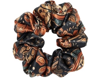 Seidenscrunchie, Damen Haargummi, Scrunchie Gummiband, 10 cm breit, glänzend, handgemacht, Haarschutz, Maulbeerseidem, paisley