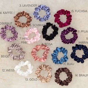 Seiden Scrunchie, Damen Haargummi, Scrunchie Gummiband, 7cm breit, glänzend, handlich, Haarschutz, Haaransatz, Anti-Spliss,