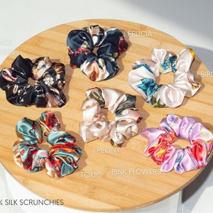 Seidenscrunchie, Damen Haargummi, Scrunchie Gummiband, 10 cm breit, glänzend, handgemacht, Haarschutz, Maulbeerseide, Anti-Spliss, Bild 2