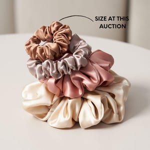 Small Silk Scrunchie, Baby scrunchie, Thin Women’s Hair Tie, baby hair tie, 5 cm Wide, Small Hair Bands for Braids, 画像 4