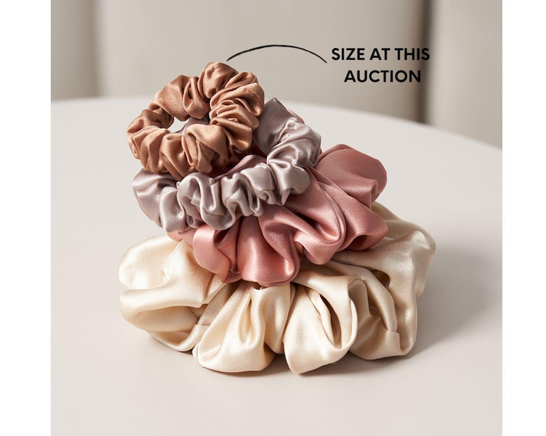 Small Silk Scrunchie, Baby scrunchie, Thin Women’s Hair Tie, baby hair tie, 5 cm Wide, Small Hair Bands for Braids, 画像 4