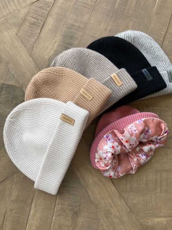 Mütze Wolle Wollmütze mit Seidenfutter warme Wintermütze Strick Winter Mütze für Damen Mann Herren  Handgemachte  Beanie