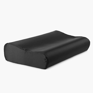 Seide Kissenbezug mit Reißverschluss für Memory Foam Kopfkissen, Cervical Kissenbezug, Orthopädisches Nackenstützkissen, schwarz