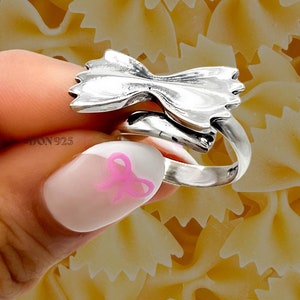Sterling Silver Farfalle Pasta Ring, Bowtie Pasta Ring, Bow Shaped Pasta Ring, Farfalle Jewelry, Pasta Jewelry, Pasta Lover Gift, Chef Gift