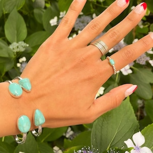 Sterling Silver Turquoise Cuff Bracelet, Oval Bracelet, Southwestern Style Bracelet, Turquoise Jewelry, Unisex Bracelet