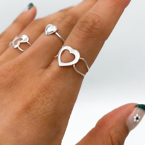 Sterling Silver Ring, Heart Ring, Thin Heart Ring, Love Ring, Lover Jewelry, Heart Jewelry, Minimalist Ring, Dainty Ring, Silver Heart Ring