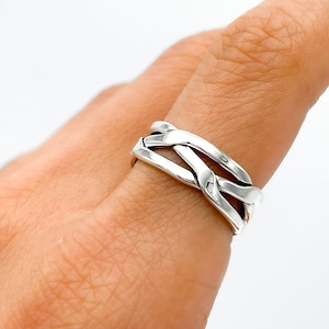Sterling Silver Ring, Woven Ring, Braided Ring, Unisex Silver Ring, Stacking Ring, Rustic Silver Ring, Woven Jewelry