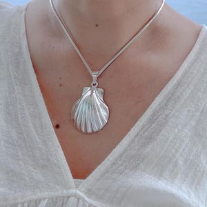 Large Sterling Silver Shell Pendant for Necklace, Ocean Jewelry, Beach Jewelry, Conch Pendant, Crustaceancore Jewelry, Mermaidcore Jewelry