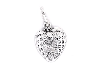 Sterling Silver Strawberry Pendant, Sterling Silver Strawberry Charm, Strawberry Jewelry, Fruit Charm, Fruit Pendant, Fruit Jewelry