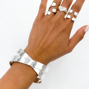 Sterling Silver Crisscross Cuff Bracelet: Wide Modern Statement