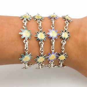 Sun Bracelet, Silver & Enamel Bracelet, Vintage Silver Bracelet, Taxco Silver Jewelry, Mexican Jewelry, Sun Face Bracelet, Sun Jewelry