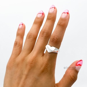 Solid Sterling Silver Heart Ring, Signet Heart Ring, Heart Jewelry, Love Ring, Love Jewelry, Silver Signet Ring, RomanceCore, MEDIUM