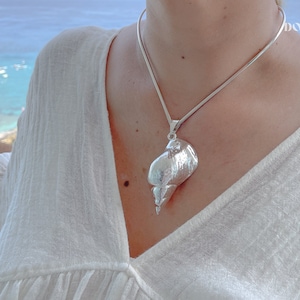 Large Sterling Silver Shell Pendant for Necklace, Sea Shell Jewelry, Ocean Jewelry, Beach Jewelry, Statement Conch Shell Pendant