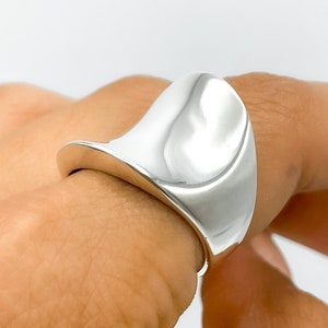 Sterling Silver Ring, Shield Ring, Saddle Ring, Chunky Silver Ring, Modern Unusual Ring, Long Statement Ring, Wide Silver Ring