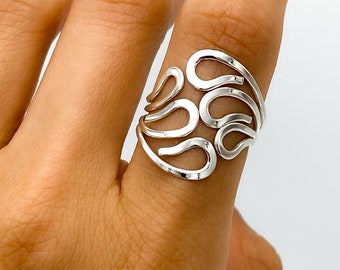 Sterling Silver Ring, Wavy Ring, Abstract Ring, Aesthetic Ring, 925 Silver Ring, Unique Ring, Thin Ring, Lightweight Ring, Minimalist Ring