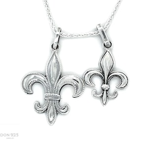 Sterling Silver Pendant, Fleur de Lis Pendant, Fleur de Lis Jewelry, Silver Fleur de Lis, Fleur de Lis Charm, Large Fleur de Lis Pendant