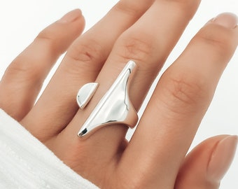 T forged statement ring solid  Sterling silver size R Details about    Thick hand made