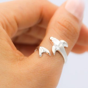 Sterling Silver Dolphin Ring, Fish Ring, Adjustable Ring, Wrap Ring, Sea Jewelry, Thumb Ring, Pinky Ring