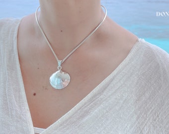 Sterling Silver Shell Pendant for Necklace, Ocean Jewelry, Beach Jewelry, Clam Shell Pendant, Crustaceancore Jewelry, Mermaidcore Jewelry