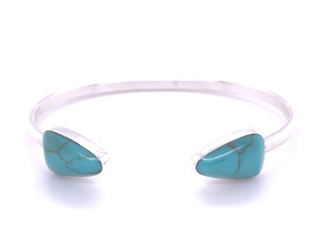 Sterling Silver Cuff Bracelet, Turquoise Bracelet, Geometric Bracelet, Southwestern Style Bracelet, Turquoise Jewelry, Unisex Bracelet