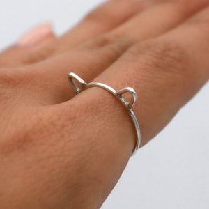 Sterling Silver Cat Ring, Cat Ears Ring, Cat Silhouette Ring, Cat Head Ring, Cat Lover Gift, Kitty Ring, Cat Lady Gift