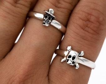 Sterling Silver Tiny Skull Ring, Skull Ring, Dainty Ring, Stacking Ring, Gothic Ring, Skull Jewelry, Biker Ring, Rustic Ring