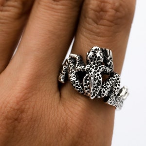 Sterling Silver Frog Ring, Frog Jewelry, Lucky Ring, Rustic Ring, Statement Ring, Animal Ring, Big Frog Ring