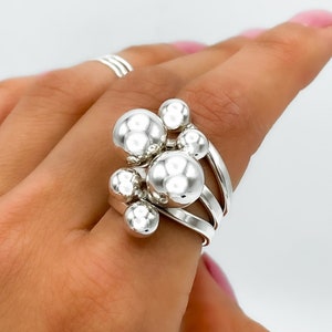ヴィンテージ！Silver Chunky Bubble Cluster リング