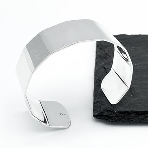 Sterling Silver Cuff Bracelet, Geometric Bracelet, Wide Silver Bracelet, Unusual Statement Bracelet, Chunky Silver Bracelet
