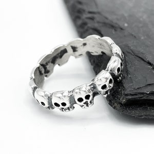 Sterling Silver Ring, Infinity Skull Ring, Skull Silver Ring, Skull Band Ring, Gothic Ring, Skull Wedding Ring, Skull Silver Ring