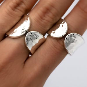 Sterling Silver, Hammered Band Ring, Chunky Silver Ring, Thick Band, Statement Ring