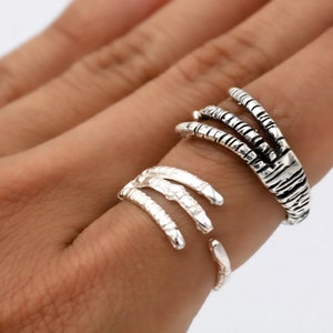Sterling Silver Claw Ring: Goth Punk Jewelry, Oxidized or Polished