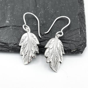 Sterling Silver Leaf Earrings, Leaves Earrings, Boho Silver Earrings, Nature Earrings, Silver Dangle Earrings. Small Leaf Earrings